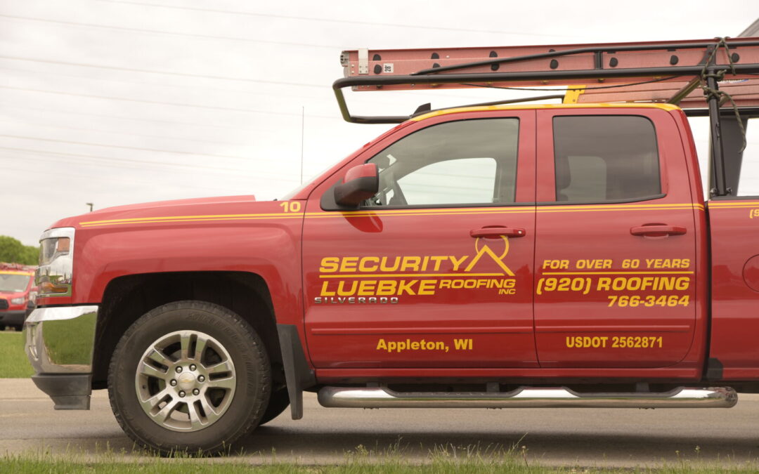 Red Security-Luebke Roofing Truck Recruiting for Trade Careers